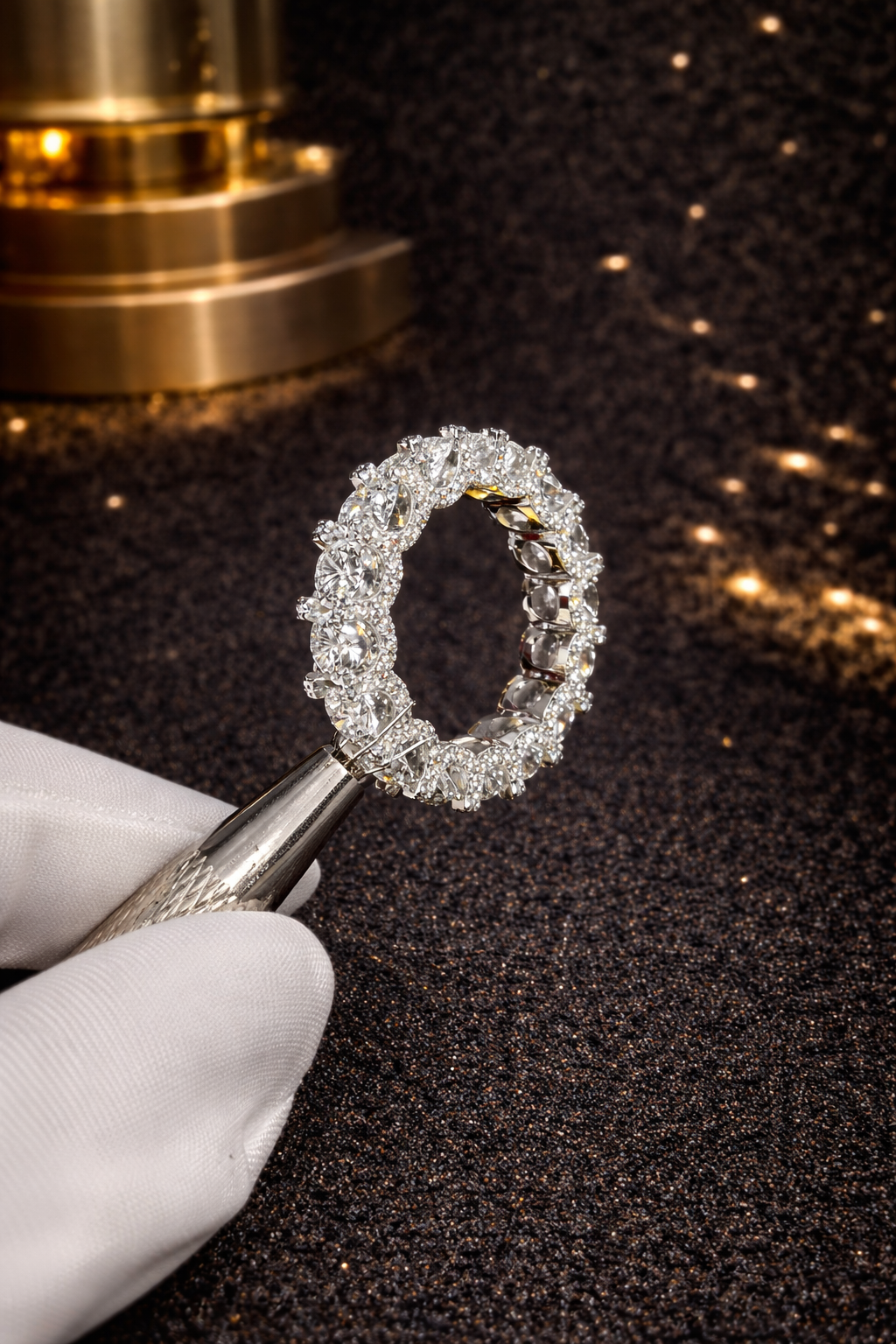 Round stone eternity ring